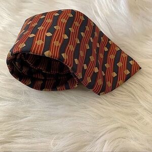 MONDO DI MARCO Men’s Orange Navy Striped Silk Tie